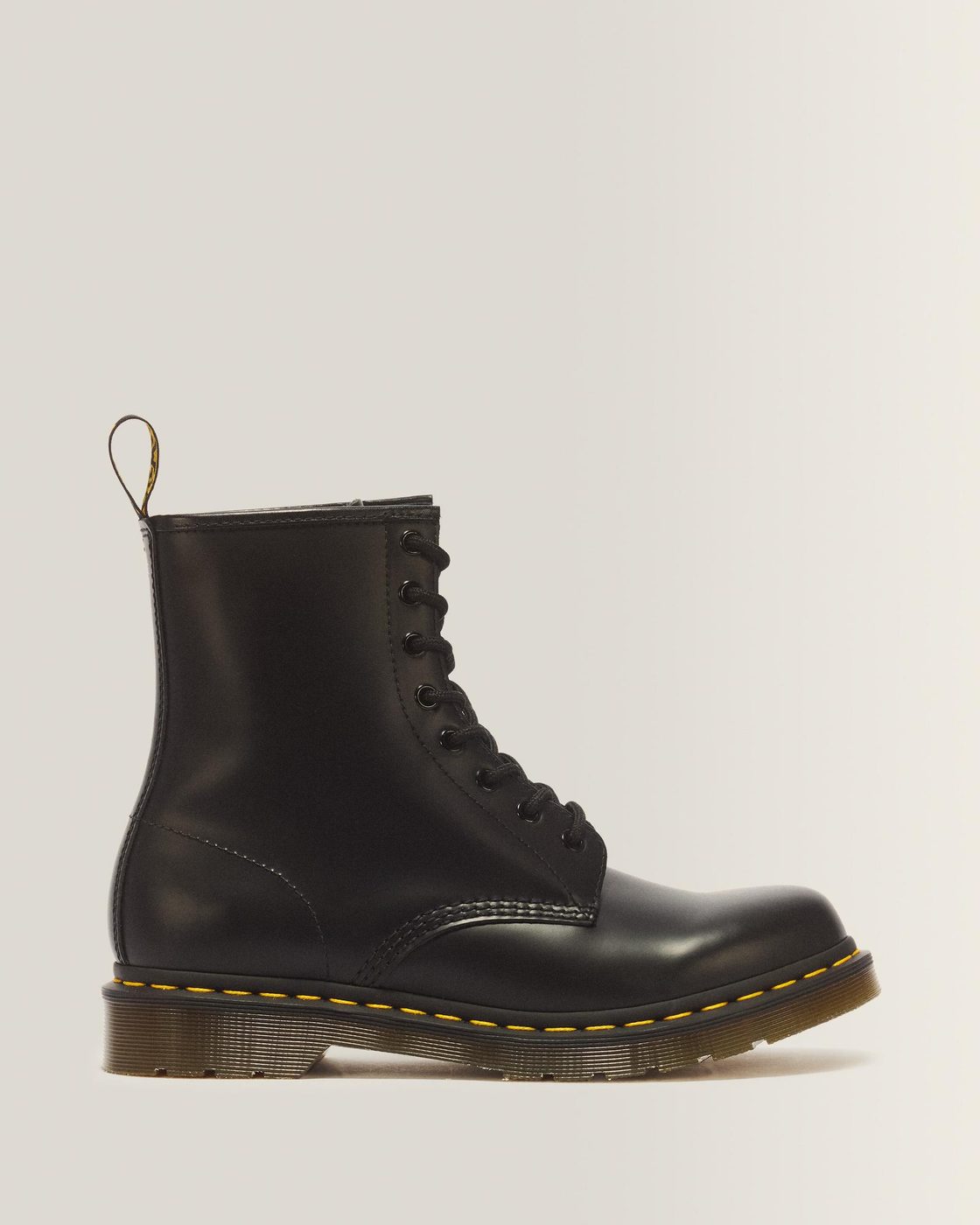 Black leather lace-up boot